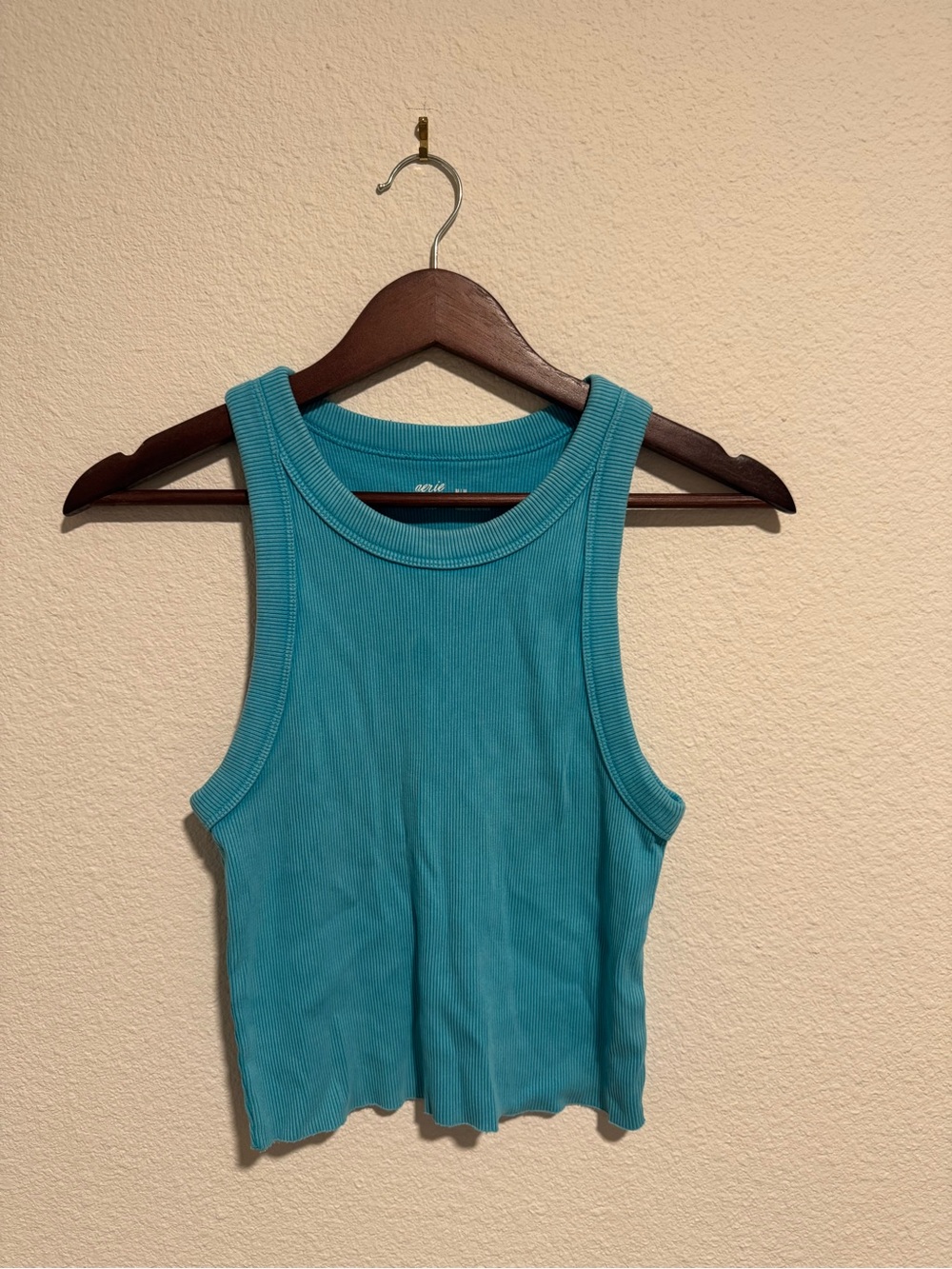 aerie Ribbed Tank Top in Teal Blue